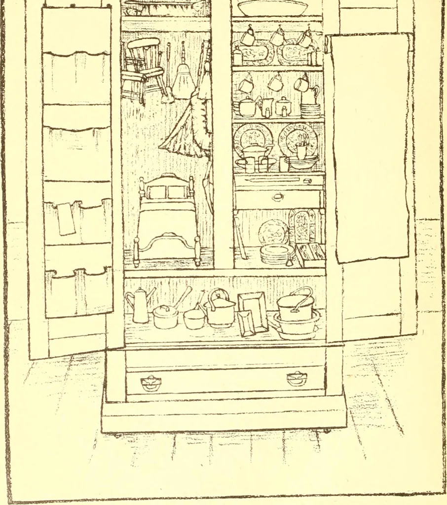 An illustration from How to teach kitchen garden; or, Object lessons in household work, including songs, plays, exercises, and games illustrating household occupations, 1901, leaf 191