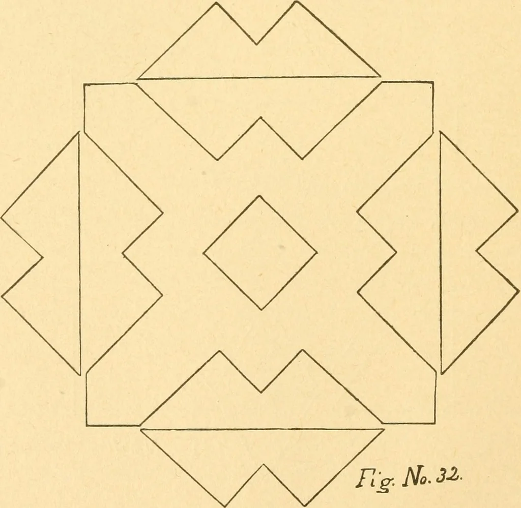 An illustration from How to teach paper-folding and cutting: a practical manual-training aid, 1892, leaf 31
