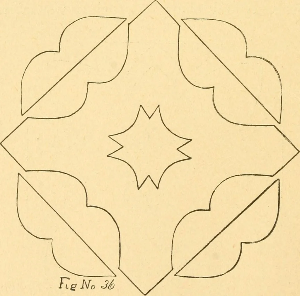 An illustration from How to teach paper-folding and cutting: a practical manual-training aid, 1892, leaf 33