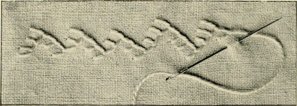 An illustration from How to work embroidery stitches; a practical method with 69 illustrations, 1909, leaf 19