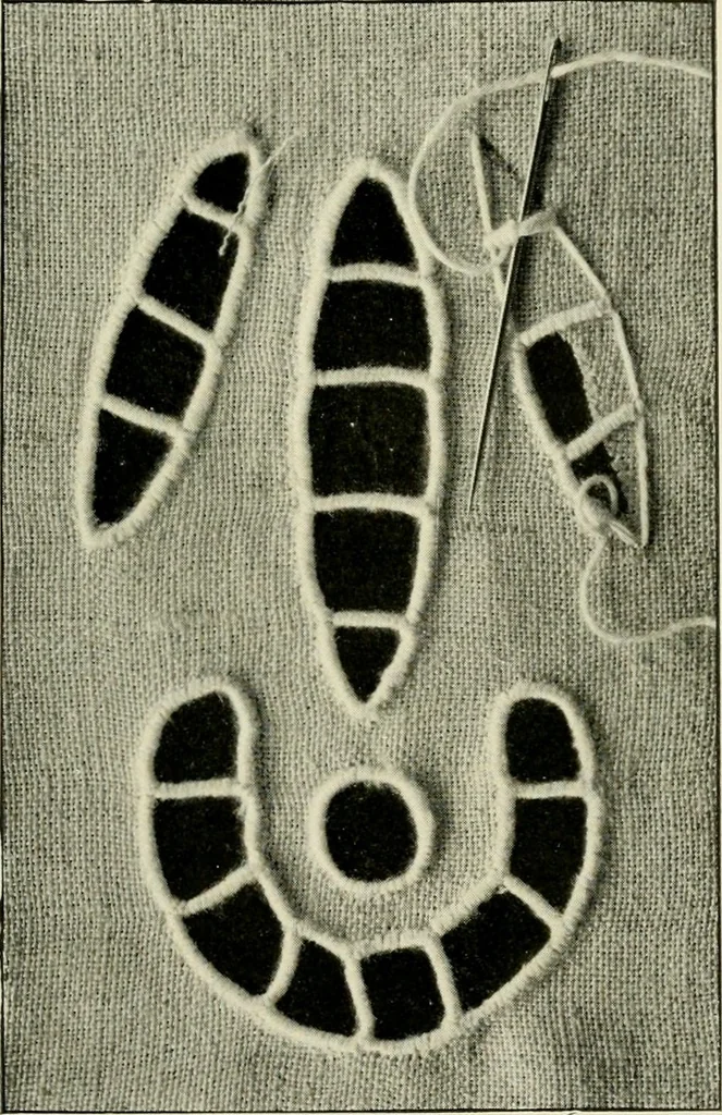 An illustration from How to work embroidery stitches; a practical method with 69 illustrations, 1909, leaf 36