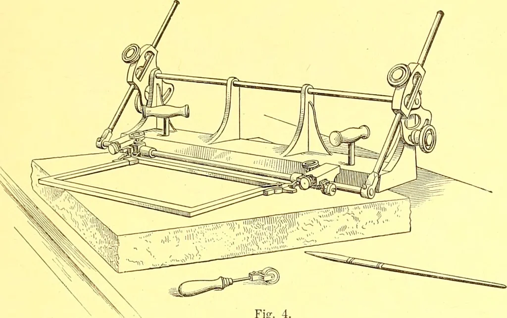 An illustration from How to work it; a manual for the use of the Ben Day rapid shading mediums and its registry attachments, 1913, leaf 14