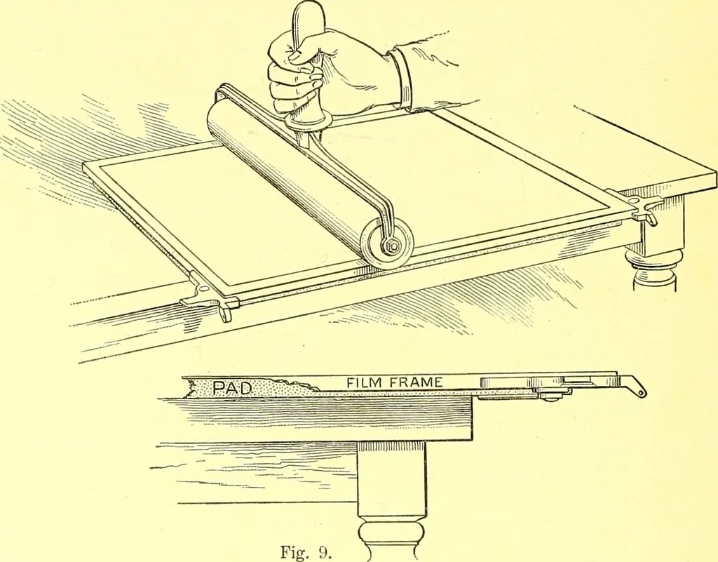 An illustration from How to work it; a manual for the use of the Ben Day rapid shading mediums and its registry attachments, 1913, leaf 21