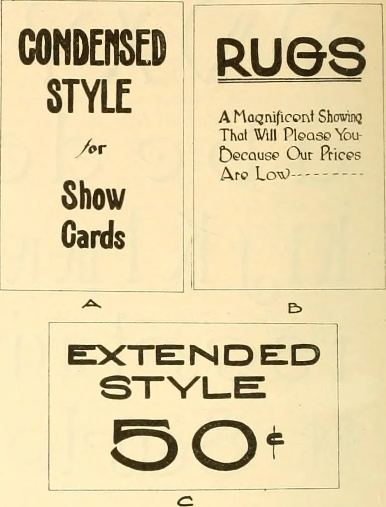 An illustration from How to write show cards, 1921, leaf 21
