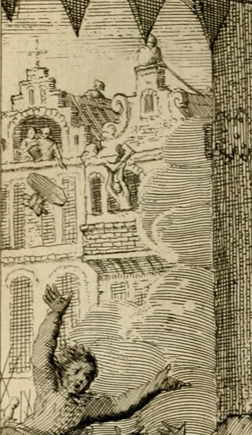 An illustration from Hugo de Groots Nederlandtsche jaerboeken en historien : sedert het jaer MDLV tot het jaer MDCIX : met De belegering der stadt Grol en den aenkleven des jaers MDCXXVII, als ook Het tractaet van de Batavische nu Hollandtsche Republyk, en De vrye zeevaert : met aenteeckeningen, voorts met het leven des schrijvers, twee volkomen registers, en veele koopere platen verciert, 1681, leaf 175