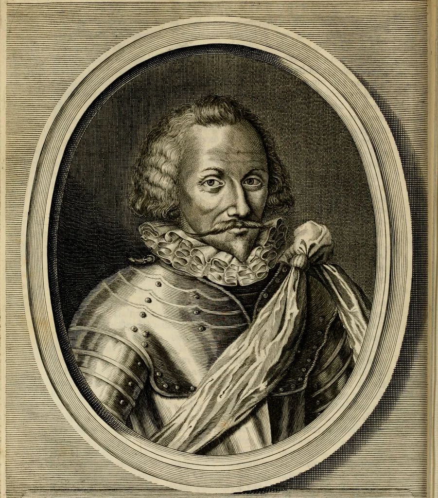 An illustration from Hugo de Groots Nederlandtsche jaerboeken en historien : sedert het jaer MDLV tot het jaer MDCIX : met De belegering der stadt Grol en den aenkleven des jaers MDCXXVII, als ook Het tractaet van de Batavische nu Hollandtsche Republyk, en De vrye zeevaert : met aenteeckeningen, voorts met het leven des schrijvers, twee volkomen registers, en veele koopere platen verciert, 1681, leaf 199