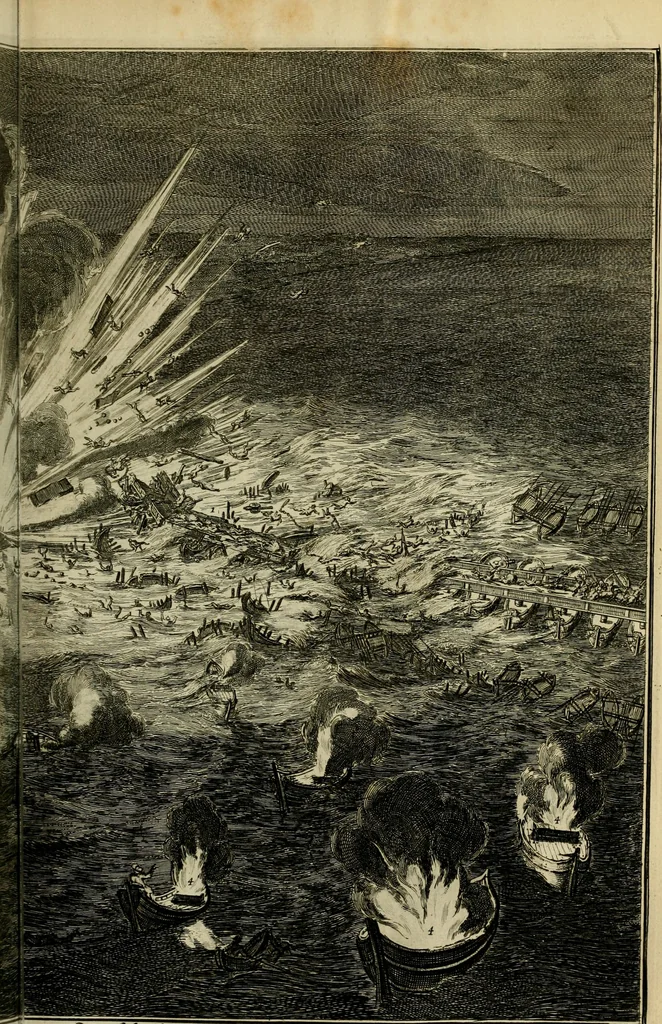 An illustration from Hugo de Groots Nederlandtsche jaerboeken en historien : sedert het jaer MDLV tot het jaer MDCIX : met De belegering der stadt Grol en den aenkleven des jaers MDCXXVII, als ook Het tractaet van de Batavische nu Hollandtsche Republyk, en De vrye zeevaert : met aenteeckeningen, voorts met het leven des schrijvers, twee volkomen registers, en veele koopere platen verciert, 1681, leaf 208