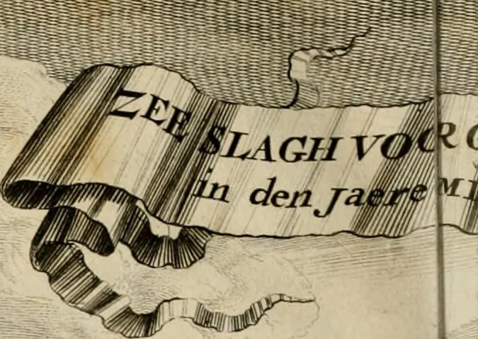 An illustration from Hugo de Groots Nederlandtsche jaerboeken en historien : sedert het jaer MDLV tot het jaer MDCIX : met De belegering der stadt Grol en den aenkleven des jaers MDCXXVII, als ook Het tractaet van de Batavische nu Hollandtsche Republyk, en De vrye zeevaert : met aenteeckeningen, voorts met het leven des schrijvers, twee volkomen registers, en veele koopere platen verciert, 1681, leaf 719