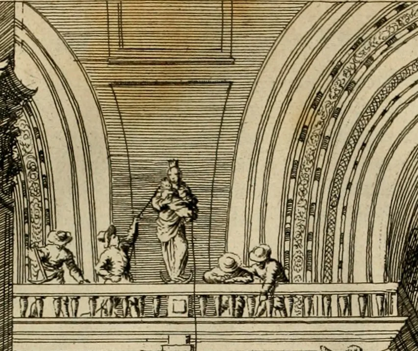 An illustration from Hugo de Groots Nederlandtsche jaerboeken en historien : sedert het jaer MDLV tot het jaer MDCIX : met De belegering der stadt Grol en den aenkleven des jaers MDCXXVII, als ook Het tractaet van de Batavische nu Hollandtsche Republyk, en De vrye zeevaert : met aenteeckeningen, voorts met het leven des schrijvers, twee volkomen registers, en veele koopere platen verciert, 1681, leaf 77