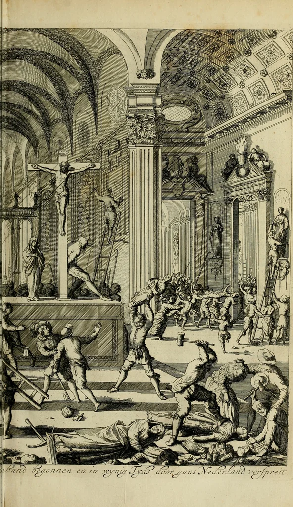 An illustration from Hugo de Groots Nederlandtsche jaerboeken en historien : sedert het jaer MDLV tot het jaer MDCIX : met De belegering der stadt Grol en den aenkleven des jaers MDCXXVII, als ook Het tractaet van de Batavische nu Hollandtsche Republyk, en De vrye zeevaert : met aenteeckeningen, voorts met het leven des schrijvers, twee volkomen registers, en veele koopere platen verciert, 1681, leaf 78