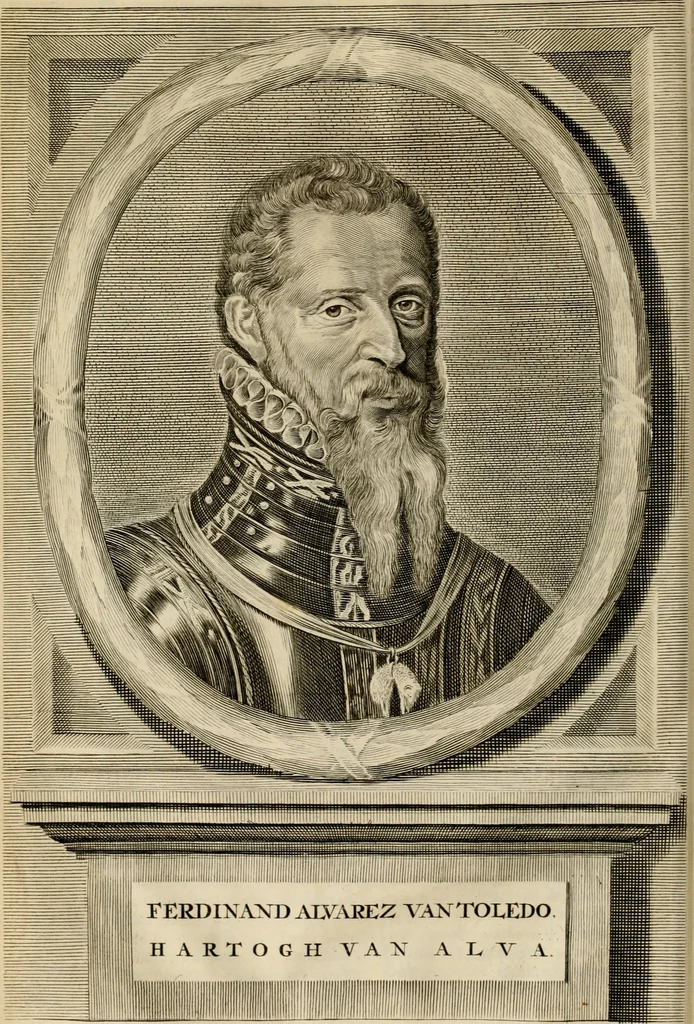 An illustration from Hugo de Groots Nederlandtsche jaerboeken en historien : sedert het jaer MDLV tot het jaer MDCIX : met De belegering der stadt Grol en den aenkleven des jaers MDCXXVII, als ook Het tractaet van de Batavische nu Hollandtsche Republyk, en De vrye zeevaert : met aenteeckeningen, voorts met het leven des schrijvers, twee volkomen registers, en veele koopere platen verciert, 1681, leaf 95