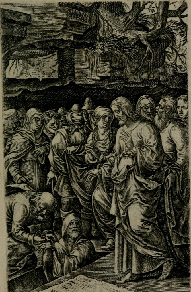 An illustration from Humanae salutis monumenta, 1581, leaf 104