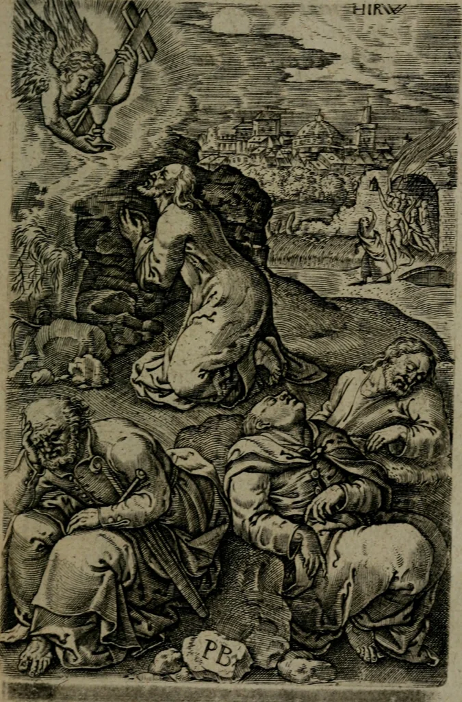 An illustration from Humanae salutis monumenta, 1581, leaf 112