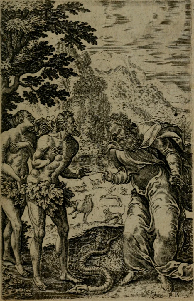 An illustration from Humanae salutis monumenta, 1581, leaf 12