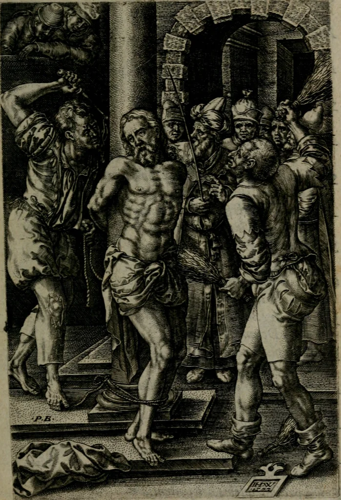An illustration from Humanae salutis monumenta, 1581, leaf 122