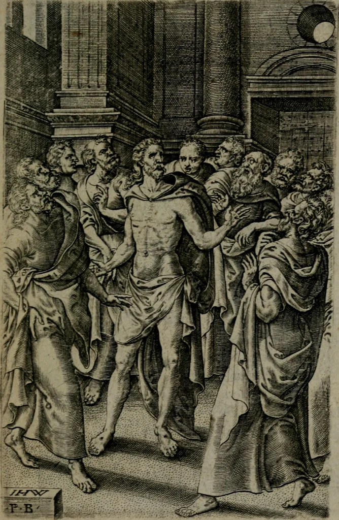 An illustration from Humanae salutis monumenta, 1581, leaf 136