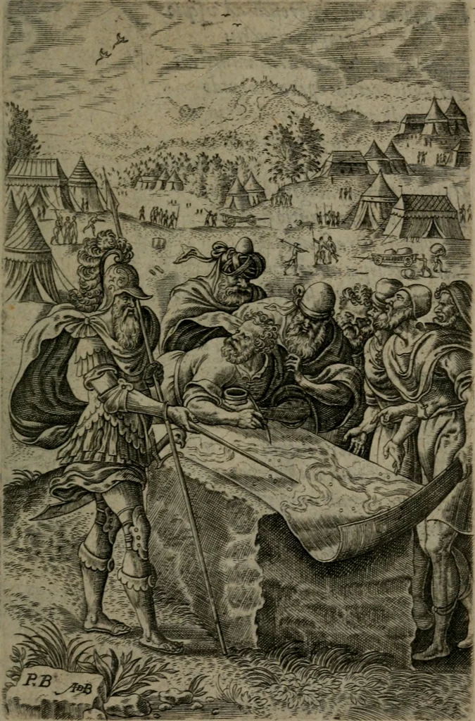 An illustration from Humanae salutis monumenta, 1581, leaf 42