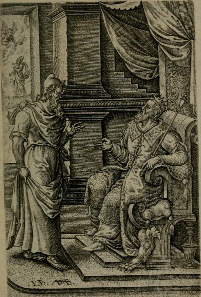 An illustration from Humanae salutis monumenta, 1581, leaf 46