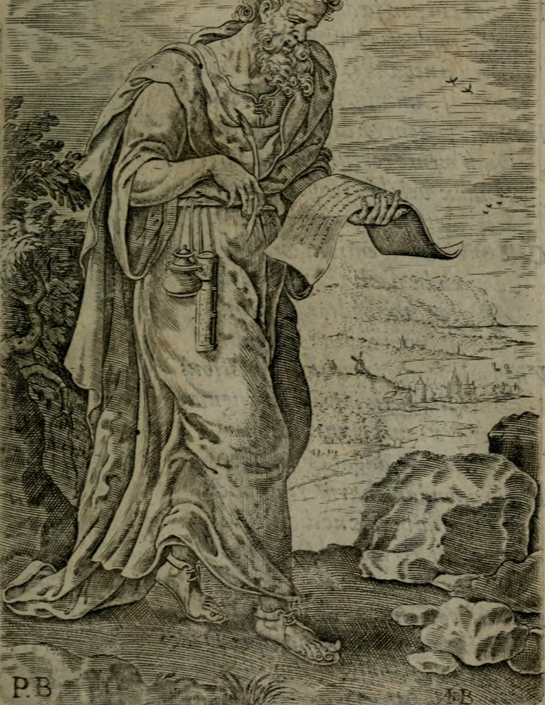 An illustration from Humanae salutis monumenta, 1581, leaf 50