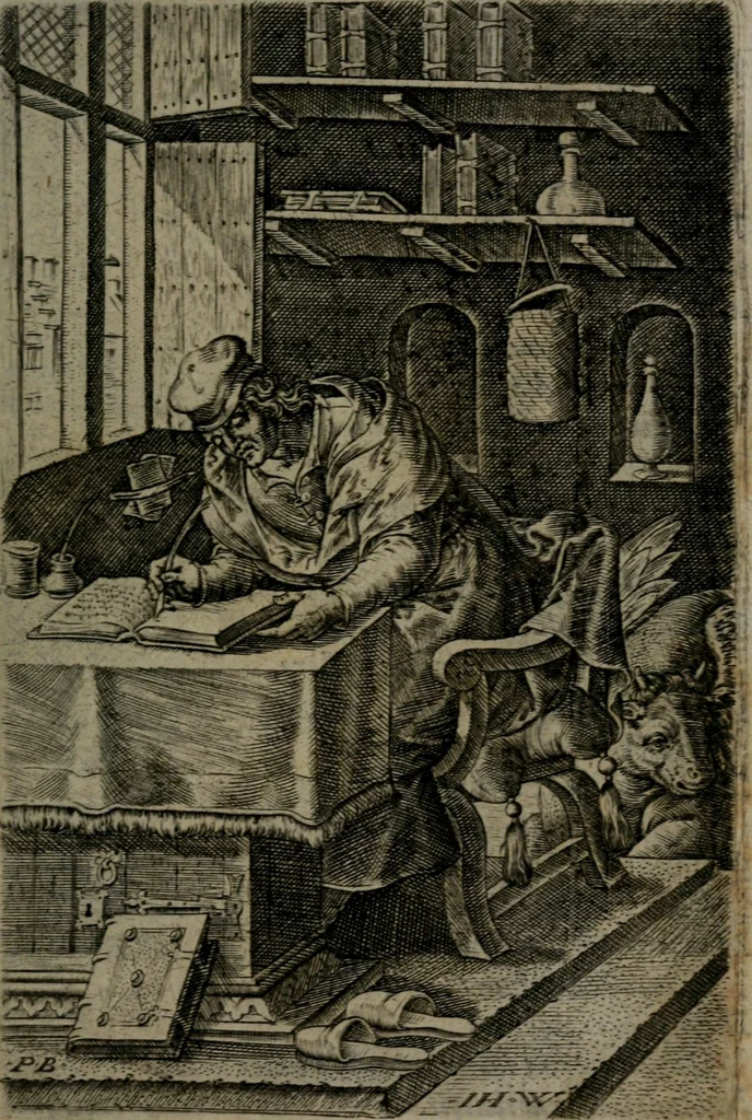 An illustration from Humanae salutis monumenta, 1581, leaf 68