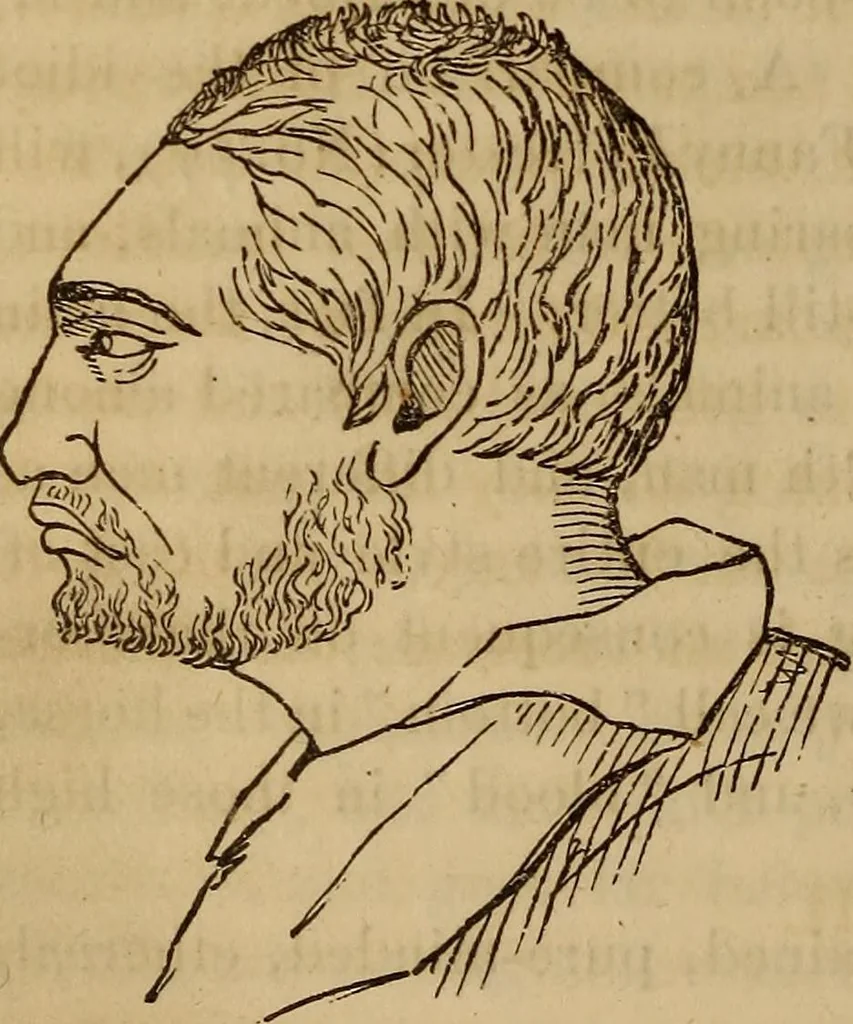 An illustration from Human science, or, Phrenology : its principles, proofs, faculties, organs, temperaments, combinations, conditions, teachings, philosophies, etc., etc. : as applied to health, its values, laws, functions, organs, means, preservation, restoration, etc. : mental philosophy, human and self improvement, civilization, home, country, commerce, rights, duties, ethics, etc. : God, His existence, attributes, laws, worship, natural theology, etc. : immortality, its evidences, conditions, relations to time, rewards, punishments, sin, faith, prayer, etc. : intellect, memory, juvenile and self education, literature, mental discipline, the senses, sciences, arts, avocations, a perfect life, etc., etc., etc., 1873, leaf 261
