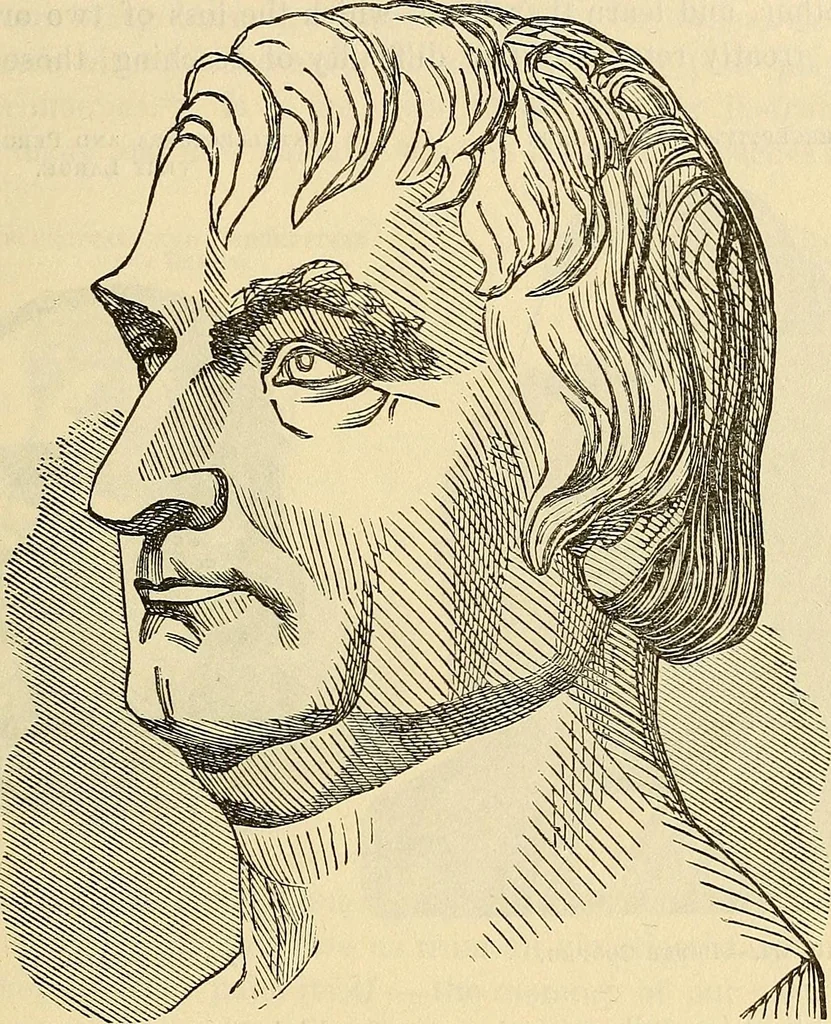 An illustration from Human science or phrenology. Its principles, proofs, faculties, organs, temperaments, combinations, conditions, teachings, philosophies, etc., etc. as applied to health. Its value, laws, functions, organs, means, preservation, restoration, etc. Mental philosophy, human and self improvement, civilization, home country, commerce rights, duties, ethics, etc. God, His existence, attributes, laws, worship, natural theology, etc. Immortality, its evidences, conditions, relations to time, rewards, punishments, sin, faith, prayer, etc. Intellect, memory, juvenile and self education, literature, mental discipline, the senses, sciences, arts, avocations, a perfect life, etc., etc, 1880, leaf 1010