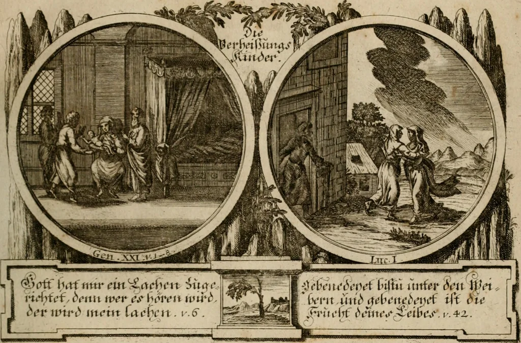 An illustration from Hundert sinn- und lehr reiche Vergleichungs-Sonnette uber die Sonn- und Fest-Tags-Evangelien, ingleichen die Apostel-Geschichte : uber welchen zugleich zwey hundert aus dem Alten und Neuen Testament in Kupfer-Stich erbaulich vorgestellte Biblische Historien : nebst darauf zielenden Sinn-Bildern und darzu gehörigen Uber- und Unterschrifften befindlich, 1721, leaf 120