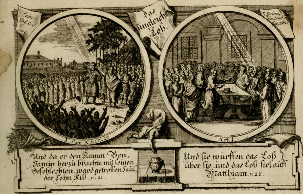An illustration from Hundert sinn- und lehr reiche Vergleichungs-Sonnette uber die Sonn- und Fest-Tags-Evangelien, ingleichen die Apostel-Geschichte : uber welchen zugleich zwey hundert aus dem Alten und Neuen Testament in Kupfer-Stich erbaulich vorgestellte Biblische Historien : nebst darauf zielenden Sinn-Bildern und darzu gehörigen Uber- und Unterschrifften befindlich, 1721, leaf 172