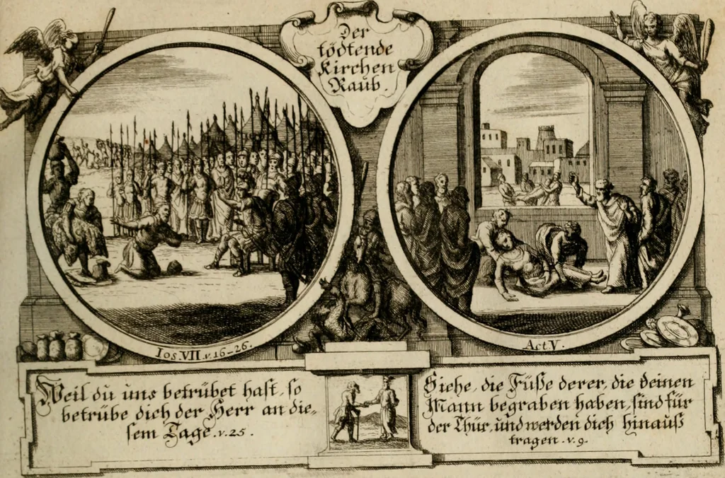 An illustration from Hundert sinn- und lehr reiche Vergleichungs-Sonnette uber die Sonn- und Fest-Tags-Evangelien, ingleichen die Apostel-Geschichte : uber welchen zugleich zwey hundert aus dem Alten und Neuen Testament in Kupfer-Stich erbaulich vorgestellte Biblische Historien : nebst darauf zielenden Sinn-Bildern und darzu gehörigen Uber- und Unterschrifften befindlich, 1721, leaf 178