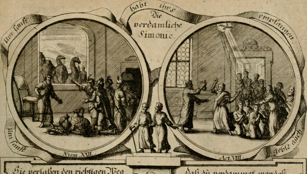 An illustration from Hundert sinn- und lehr reiche Vergleichungs-Sonnette uber die Sonn- und Fest-Tags-Evangelien, ingleichen die Apostel-Geschichte : uber welchen zugleich zwey hundert aus dem Alten und Neuen Testament in Kupfer-Stich erbaulich vorgestellte Biblische Historien : nebst darauf zielenden Sinn-Bildern und darzu gehörigen Uber- und Unterschrifften befindlich, 1721, leaf 184