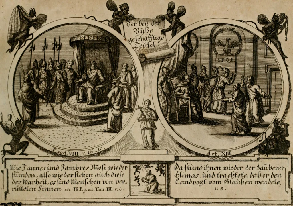 An illustration from Hundert sinn- und lehr reiche Vergleichungs-Sonnette uber die Sonn- und Fest-Tags-Evangelien, ingleichen die Apostel-Geschichte : uber welchen zugleich zwey hundert aus dem Alten und Neuen Testament in Kupfer-Stich erbaulich vorgestellte Biblische Historien : nebst darauf zielenden Sinn-Bildern und darzu gehörigen Uber- und Unterschrifften befindlich, 1721, leaf 198