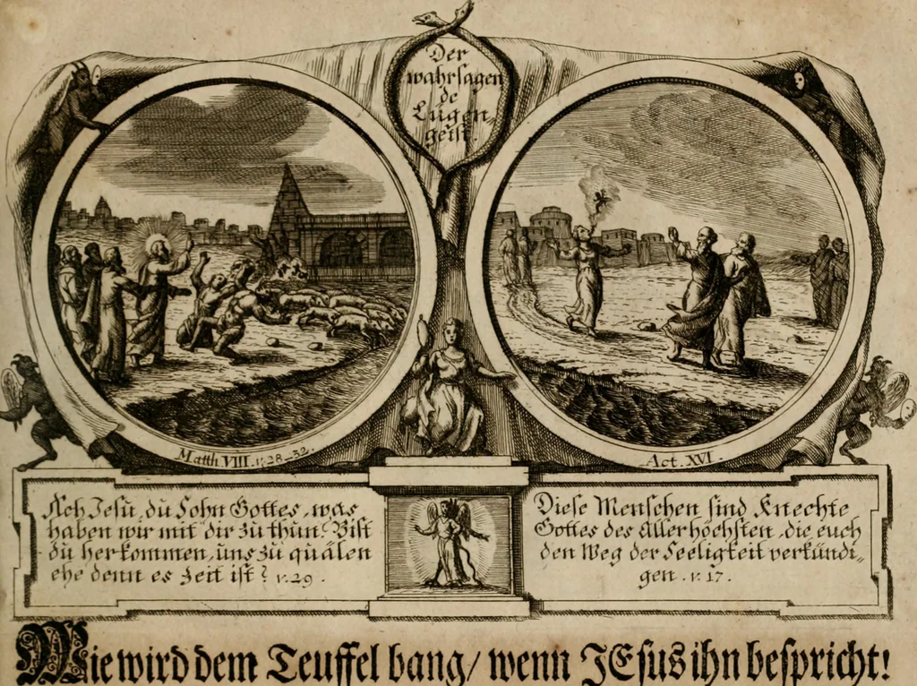 An illustration from Hundert sinn- und lehr reiche Vergleichungs-Sonnette uber die Sonn- und Fest-Tags-Evangelien, ingleichen die Apostel-Geschichte : uber welchen zugleich zwey hundert aus dem Alten und Neuen Testament in Kupfer-Stich erbaulich vorgestellte Biblische Historien : nebst darauf zielenden Sinn-Bildern und darzu gehörigen Uber- und Unterschrifften befindlich, 1721, leaf 204