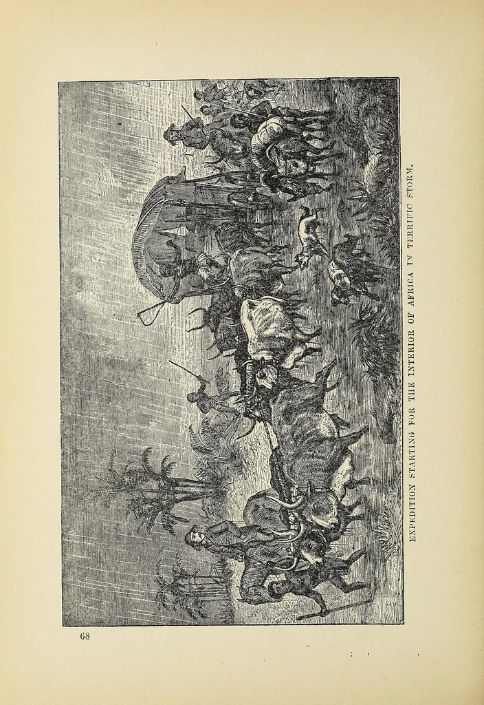 An illustration from Hunting big game in the wilds of Africa : containing thrilling adventures of the famous Roosevelt expedition ... the whole comprising a vast treasury of all that is marvelous and wonderful in darkest Africa, 1909, leaf 104