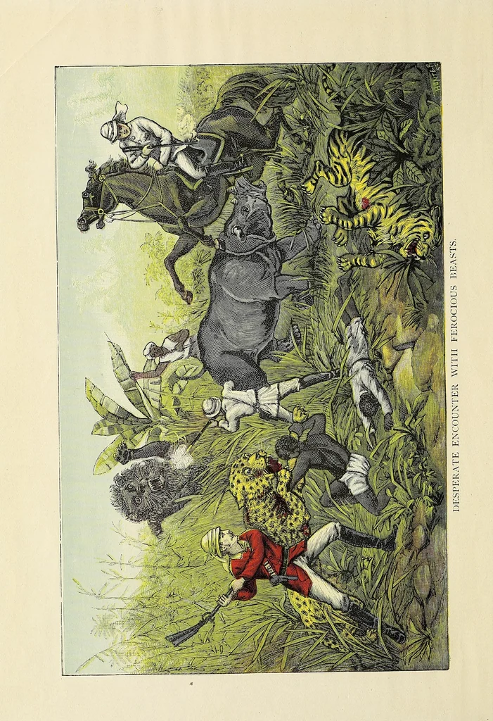 An illustration from Hunting big game in the wilds of Africa : containing thrilling adventures of the famous Roosevelt expedition ... the whole comprising a vast treasury of all that is marvelous and wonderful in darkest Africa, 1909, leaf 8