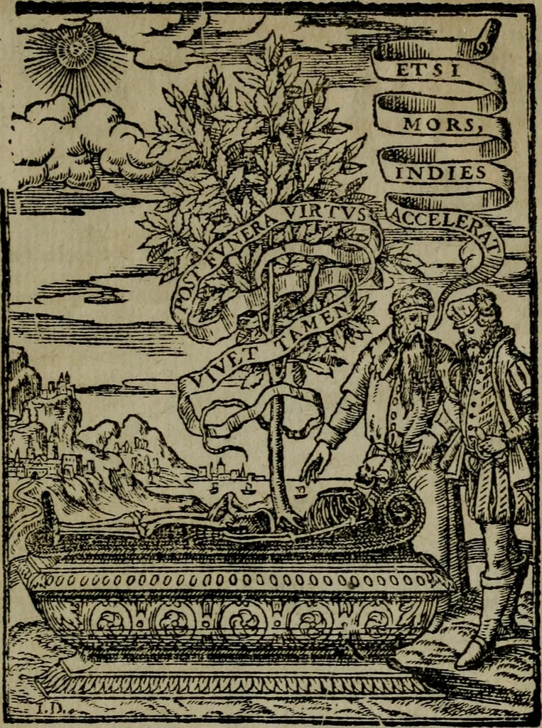 An illustration from A hvndred sermons vppon the Apocalipse of Iesu Christ, reueiled by the angell of the Lord, but seeene or receiuec and written by the holy apostle and euagelist S. Iohn, 1573, leaf 682
