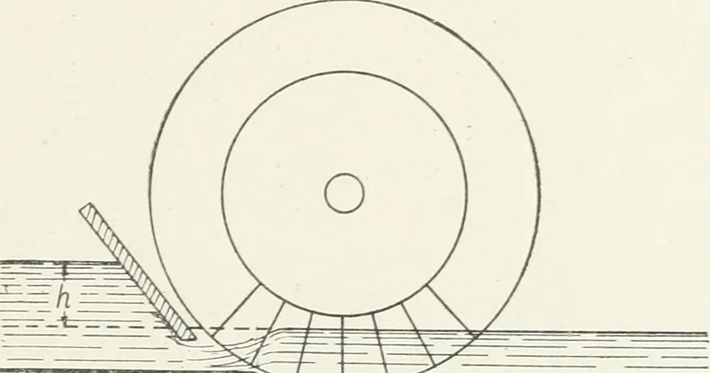 An illustration from Hydraulic engineering; a practical treatise on the principles of water pressure and flow and their application to the development of water power, including the calculation, design and construction of water wheels, turbines, and other details of hydraulic power plants, 1909, leaf 136