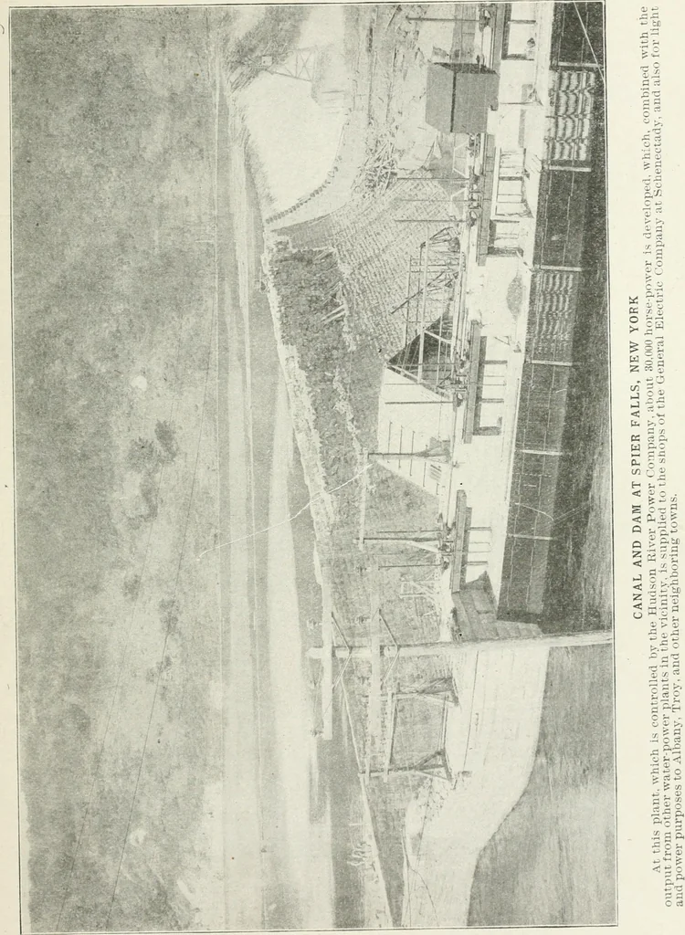 An illustration from Hydraulic engineering; a practical treatise on the principles of water pressure and flow and their application to the development of water power, including the calculation, design and construction of water wheels, turbines, and other details of hydraulic power plants, 1909, leaf 162
