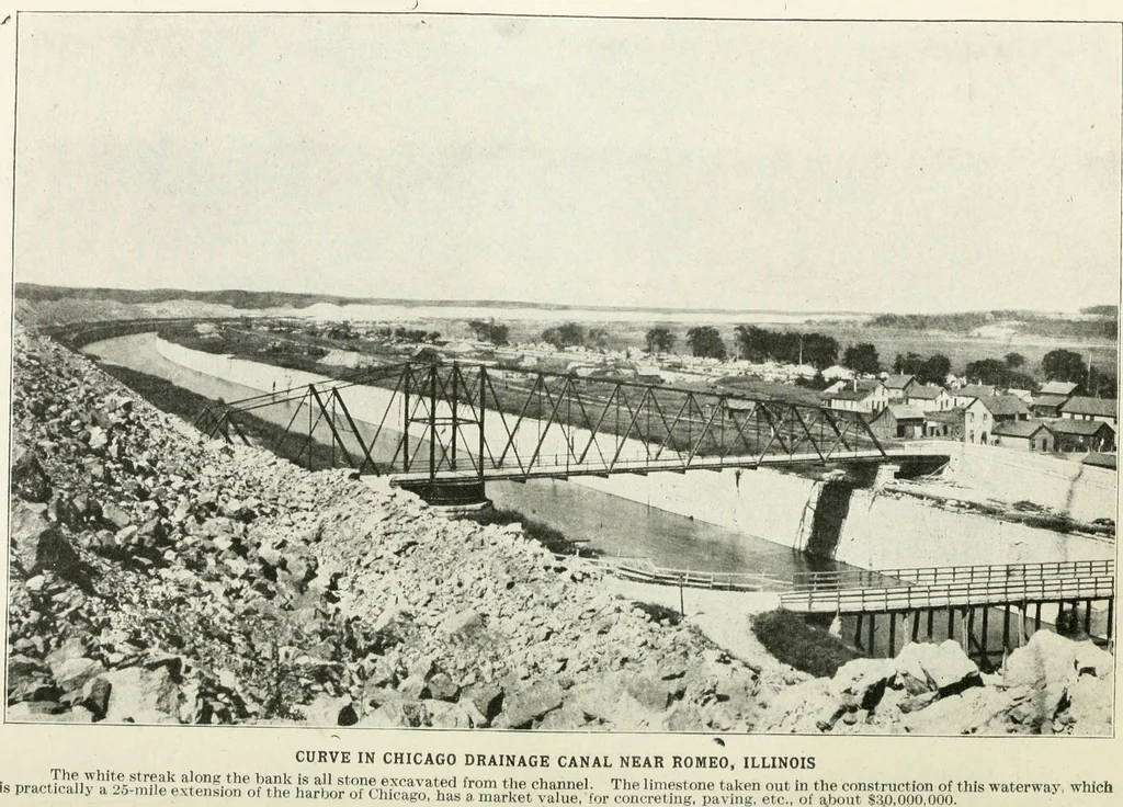 An illustration from Hydraulic engineering; a practical treatise on the principles of water pressure and flow and their application to the development of water power, including the calculation, design and construction of water wheels, turbines, and other details of hydraulic power plants, 1909, leaf 19