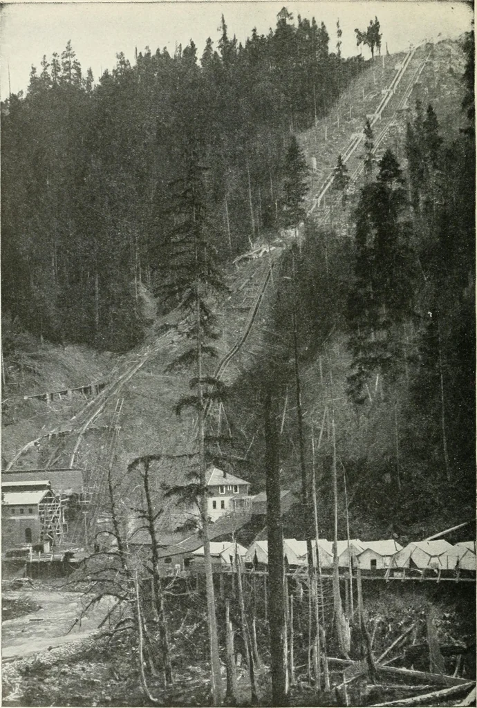 An illustration from Hydraulic engineering; a practical treatise on the principles of water pressure and flow and their application to the development of water power, including the calculation, design and construction of water wheels, turbines, and other details of hydraulic power plants, 1909, leaf 257
