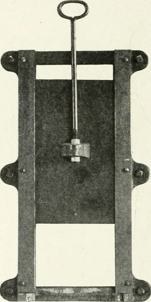 An illustration from Hydraulic engineering; a practical treatise on the principles of water pressure and flow and their application to the development of water power, including the calculation, design and construction of water wheels, turbines, and other details of hydraulic power plants, 1909, leaf 263