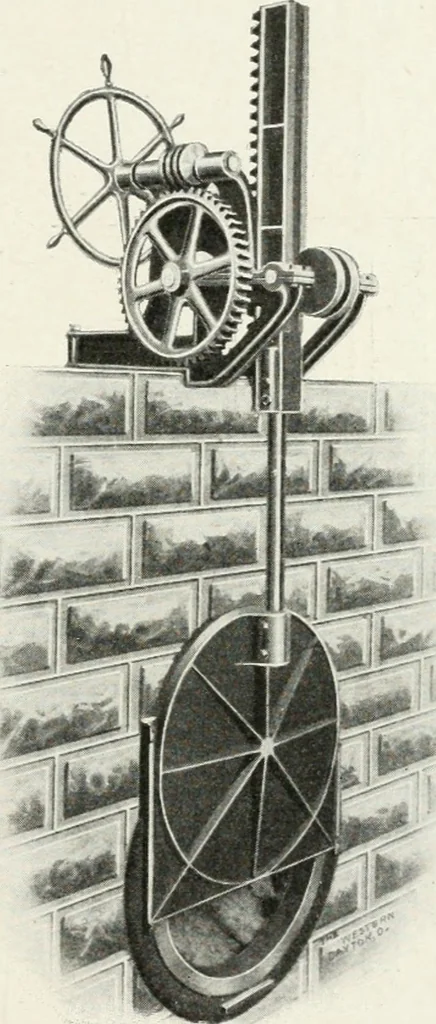An illustration from Hydraulic engineering; a practical treatise on the principles of water pressure and flow and their application to the development of water power, including the calculation, design and construction of water wheels, turbines, and other details of hydraulic power plants, 1909, leaf 264