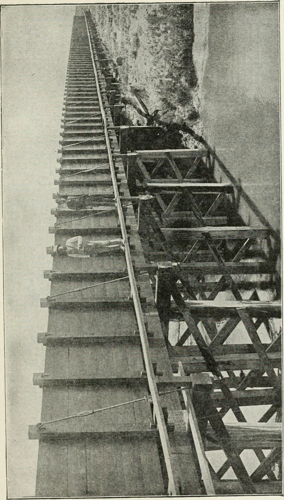 An illustration from Hydraulic engineering; a practical treatise on the principles of water pressure and flow and their application to the development of water power, including the calculation, design and construction of water wheels, turbines, and other details of hydraulic power plants, 1909, leaf 288