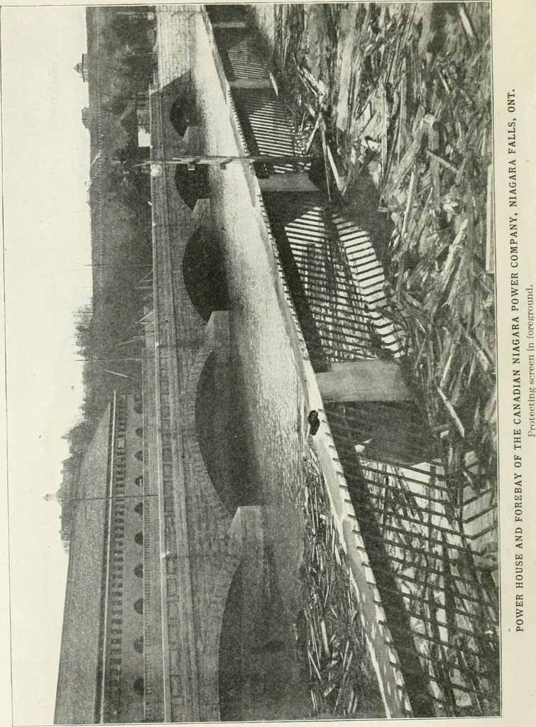 An illustration from Hydraulic engineering; a practical treatise on the principles of water pressure and flow and their application to the development of water power, including the calculation, design and construction of water wheels, turbines, and other details of hydraulic power plants, 1909, leaf 5