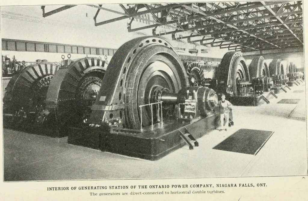 An illustration from Hydraulic engineering; a practical treatise on the principles of water pressure and flow and their application to the development of water power, including the calculation, design and construction of water wheels, turbines, and other details of hydraulic power plants, 1909, leaf 85