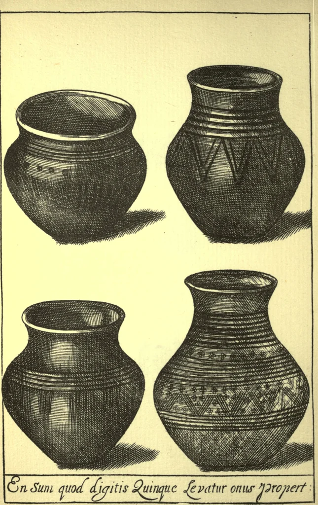 An illustration from Hydriotaphia, urne-buriall, or A discourse of the sepulchrall urnes lately found in Norfolk. Together with The garden of Cyrus, or The quincunciall lozenge, or network plantations of the ancients, artificially, naturally, mystically considered. With sundry observations, 1658, leaf 29