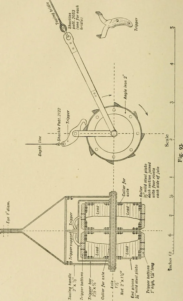 An illustration from Hydrographical surveying : a description of means and methods employed in constructing marine charts, 1920, leaf 459