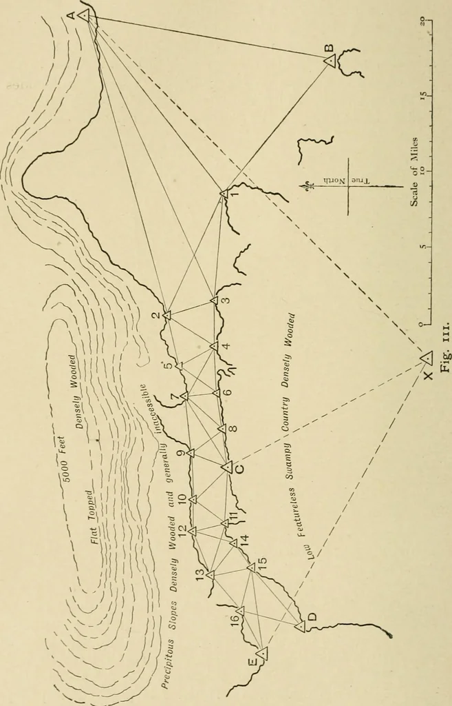 An illustration from Hydrographical surveying : a description of means and methods employed in constructing marine charts, 1920, leaf 489