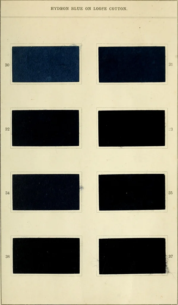 An illustration from Hydron blue G and R, patented paste 20% and powder, 1911, leaf 32
