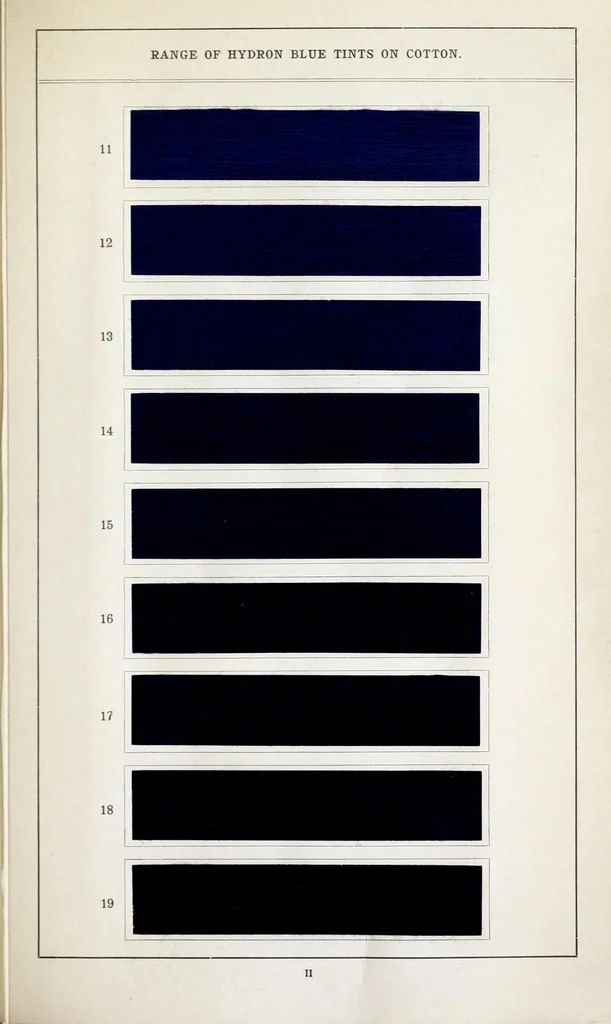 An illustration from Hydron blue G and R : patented : paste 20% and powder, 1911, leaf 29