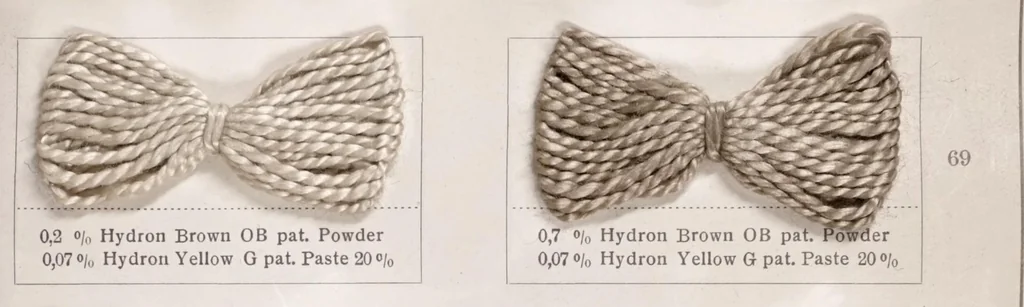 An illustration from Hydron blue pat. and hydron violet pat. printed on cotton, 1900, leaf 27